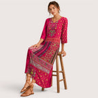 Kenzie | Damen Maxi Kleid Mit Ethnischem Boho Print