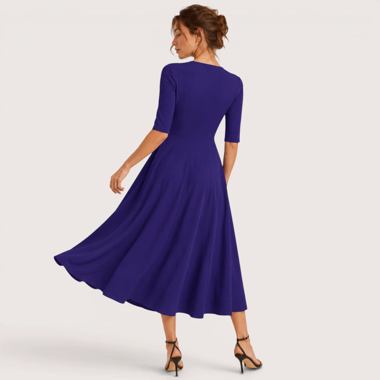 Ivanna | Damen V-Ausschnitt Midikleid Mit A-Linien Silhouette