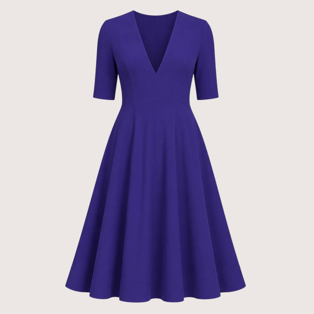 Ivanna | Damen V-Ausschnitt Midikleid Mit A-Linien Silhouette