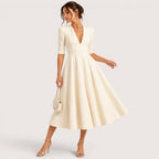 Ivanna | Damen V-Ausschnitt Midikleid Mit A-Linien Silhouette