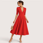 Ivanna | Damen V-Ausschnitt Midikleid Mit A-Linien Silhouette