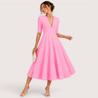 Ivanna | Damen V-Ausschnitt Midikleid Mit A-Linien Silhouette