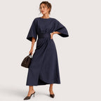 Alina | Damen Midikleid Mit Laternenärmeln