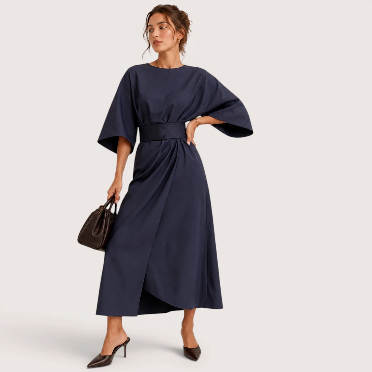 Alina | Damen Midikleid Mit Laternenärmeln