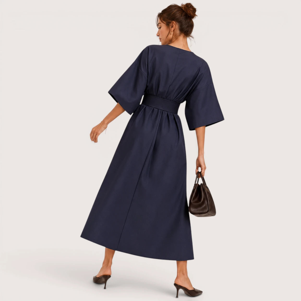 Alina | Damen Midikleid Mit Laternenärmeln
