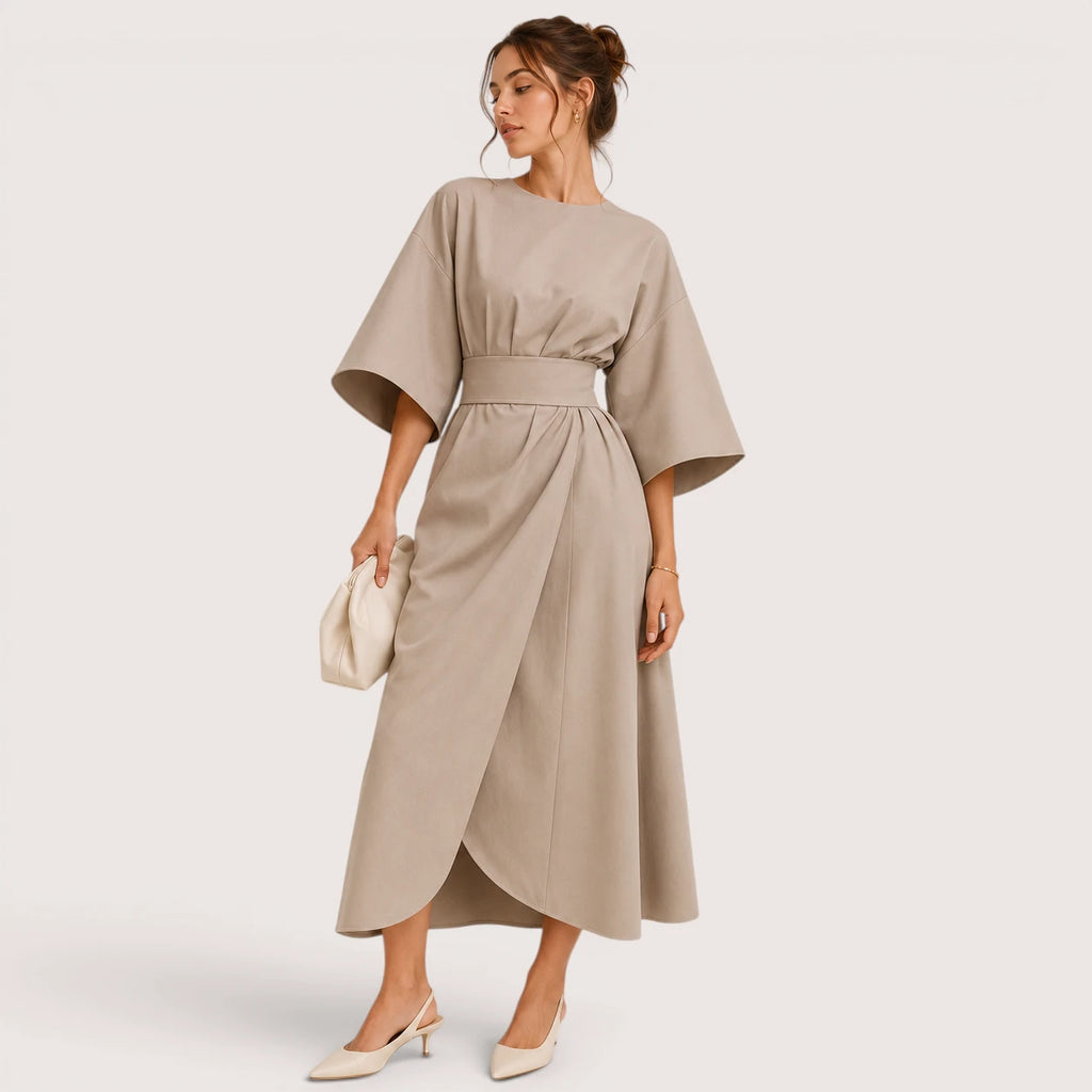 Alina | Damen Midikleid Mit Laternenärmeln