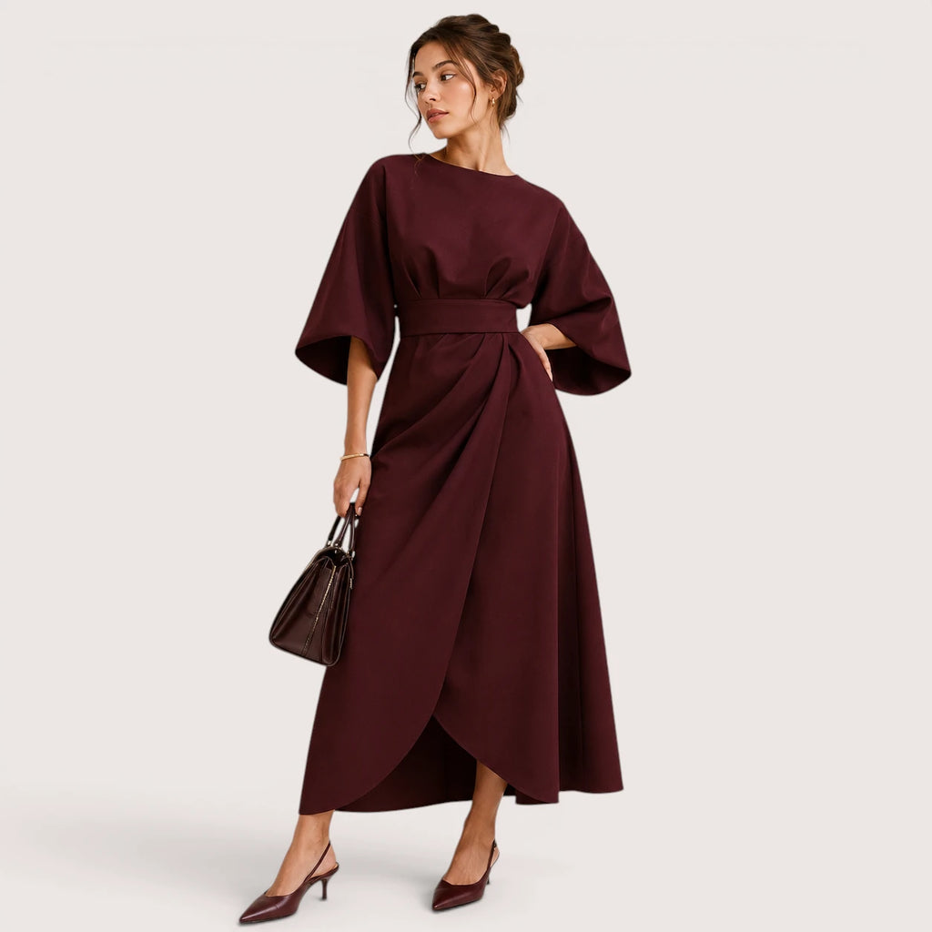 Alina | Damen Midikleid Mit Laternenärmeln