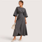 Alina | Damen Midikleid Mit Laternenärmeln
