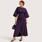 Alina | Damen Midikleid Mit Laternenärmeln