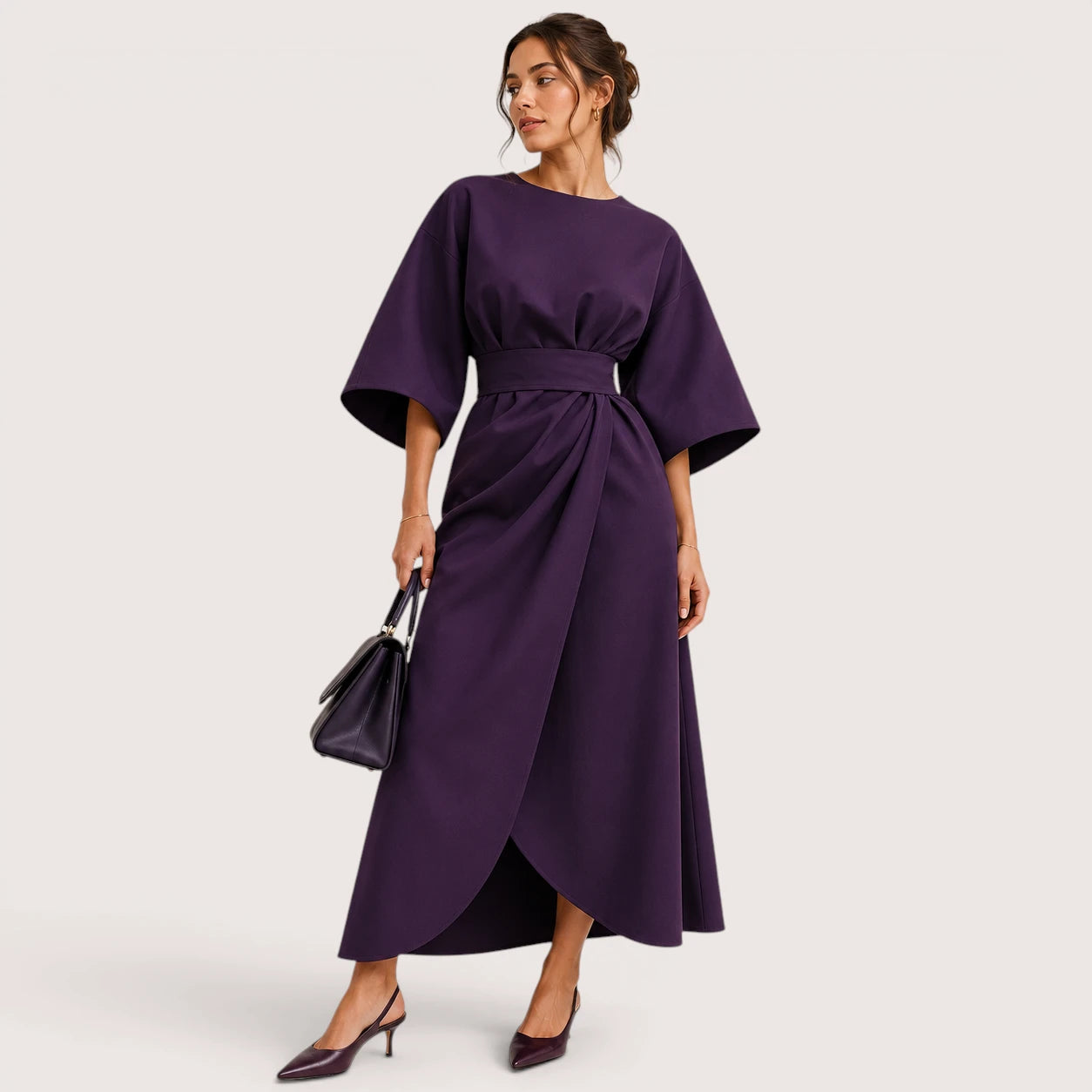 Alina | Damen Midikleid Mit Laternenärmeln