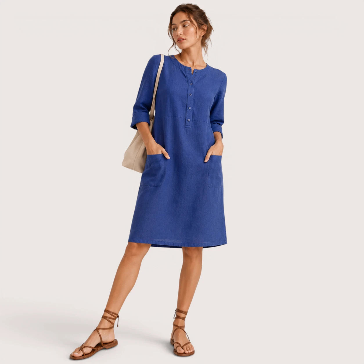 Brielle | Damen Hemdblusenkleid Mit Knopfleiste Und Seitentaschen