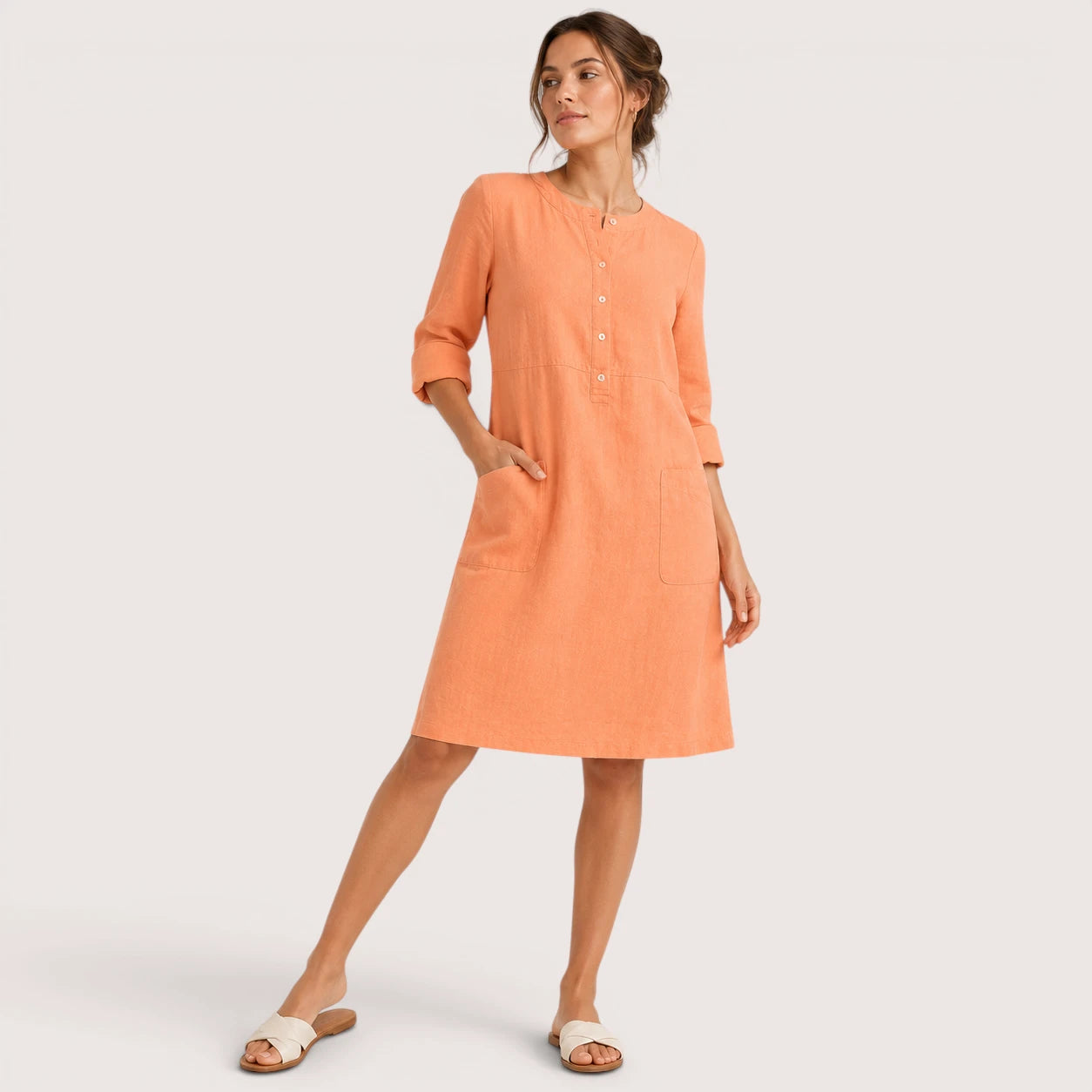 Brielle | Damen Hemdblusenkleid Mit Knopfleiste Und Seitentaschen