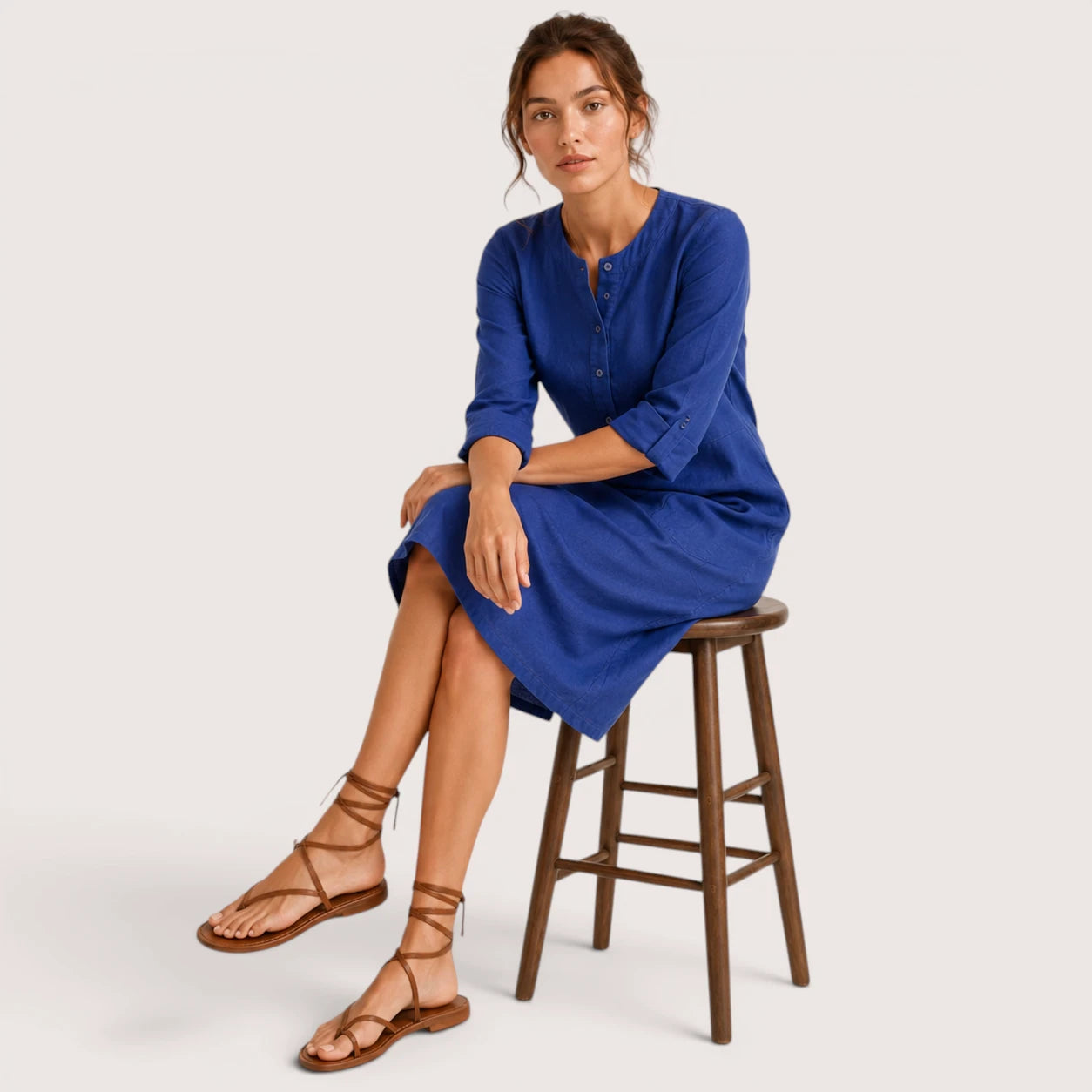 Brielle | Damen Hemdblusenkleid Mit Knopfleiste Und Seitentaschen