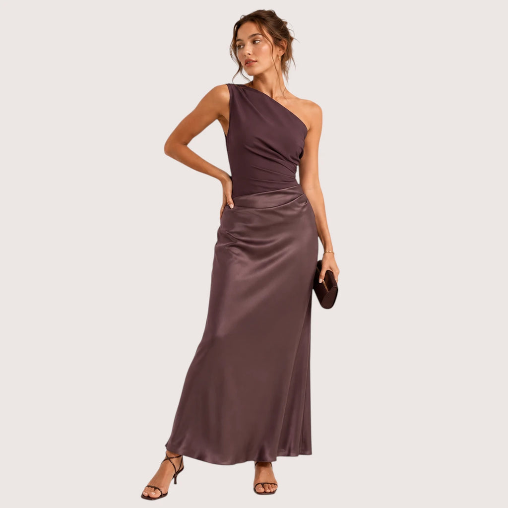 Estelle | Damen One-Shoulder Maxi Abendkleid