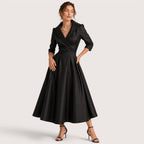 Vivica | Damen Abend Midikleid Mit Wickelkragen