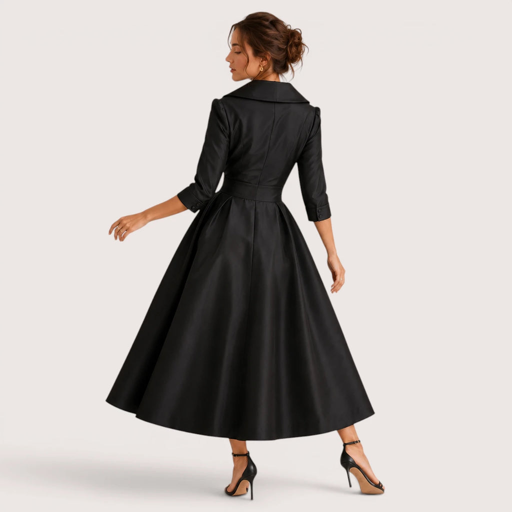 Vivica | Damen Abend Midikleid Mit Wickelkragen