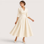 Vivica | Damen Abend Midikleid Mit Wickelkragen