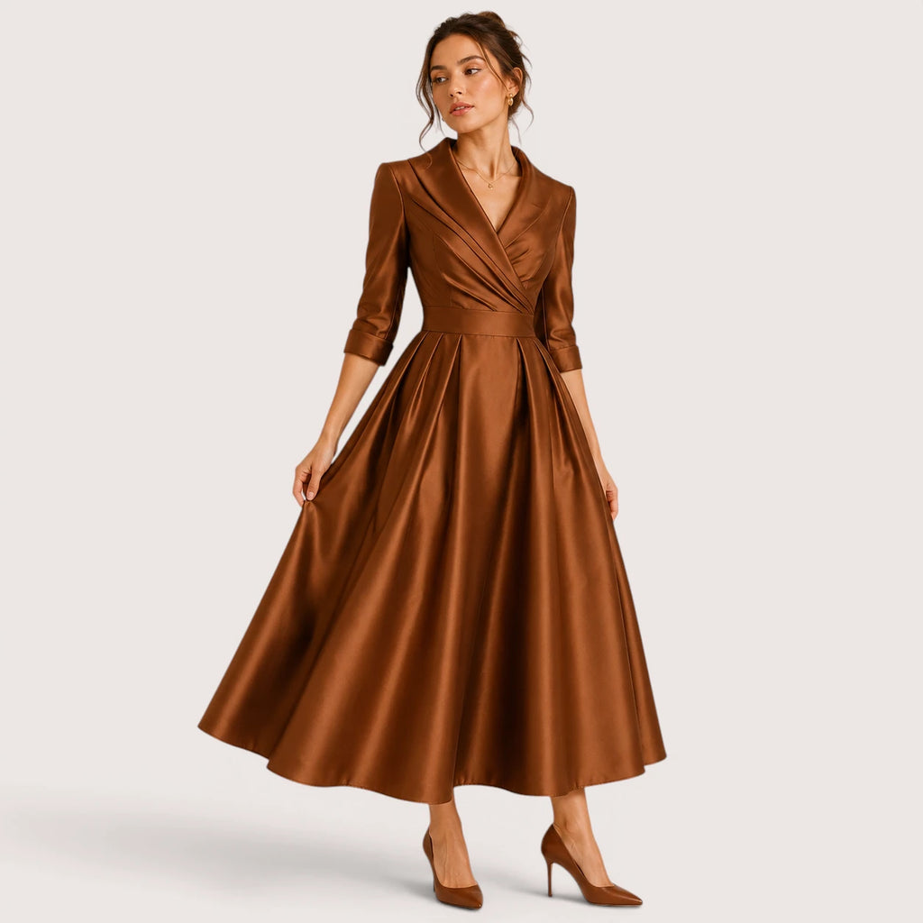 Vivica | Damen Abend Midikleid Mit Wickelkragen