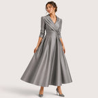 Vivica | Damen Abend Midikleid Mit Wickelkragen