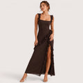 Annalisa | Damen Maxi Ballkleid Mit Rüschen Und Schlitz