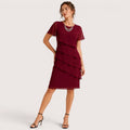Sabrina | Damen Asymmetrisches Knielanges Kleid Mit Lagen