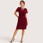 Sabrina | Damen Asymmetrisches Knielanges Kleid Mit Lagen