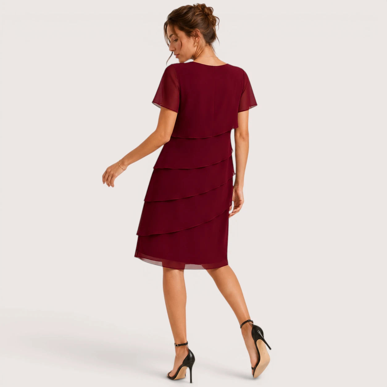 Sabrina | Damen Asymmetrisches Knielanges Kleid Mit Lagen