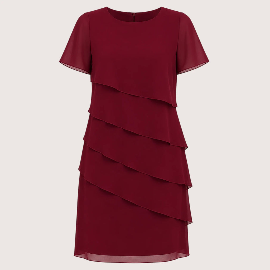 Sabrina | Damen Asymmetrisches Knielanges Kleid Mit Lagen
