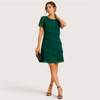 Sabrina | Damen Asymmetrisches Knielanges Kleid Mit Lagen