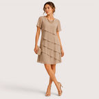 Sabrina | Damen Asymmetrisches Knielanges Kleid Mit Lagen