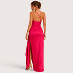 Aubrey | Damen One-Shoulder Maxikleid Mit Hohem Schlitz