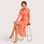 Harlow | Damen Kleid Mit Geometrischem Print Und Taillengürtel