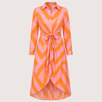Harlow | Damen Kleid Mit Geometrischem Print Und Taillengürtel