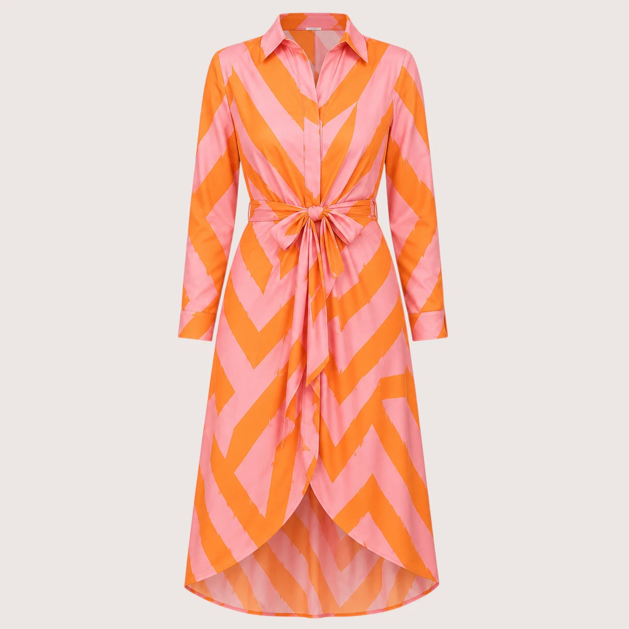 Harlow | Damen Kleid Mit Geometrischem Print Und Taillengürtel