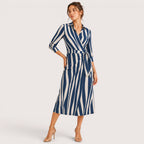 Harlow | Damen Kleid Mit Geometrischem Print Und Taillengürtel