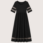 Brianna | Damen Kurzarm Maxikleid Mit Transparentem Einsatz