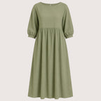 Marina | Damen Midikleid Mit Dreiviertelärmeln Und Seitentaschen