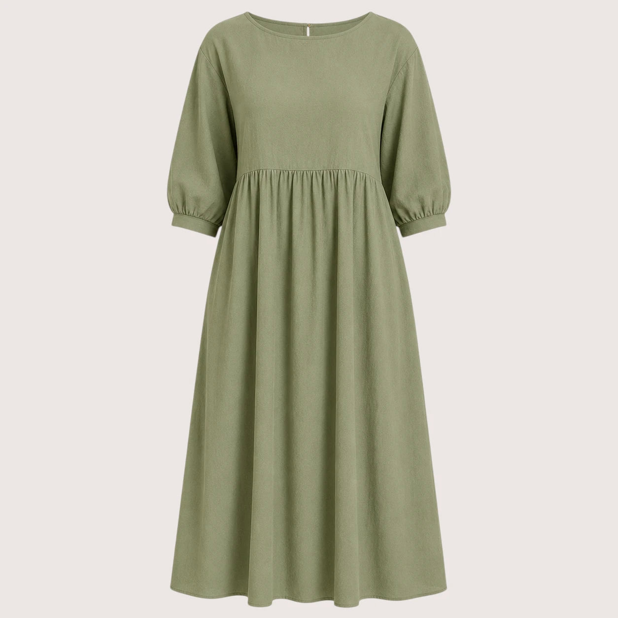 Marina | Damen Midikleid Mit Dreiviertelärmeln Und Seitentaschen