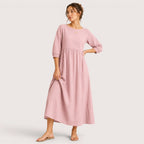 Marina | Damen Midikleid Mit Dreiviertelärmeln Und Seitentaschen