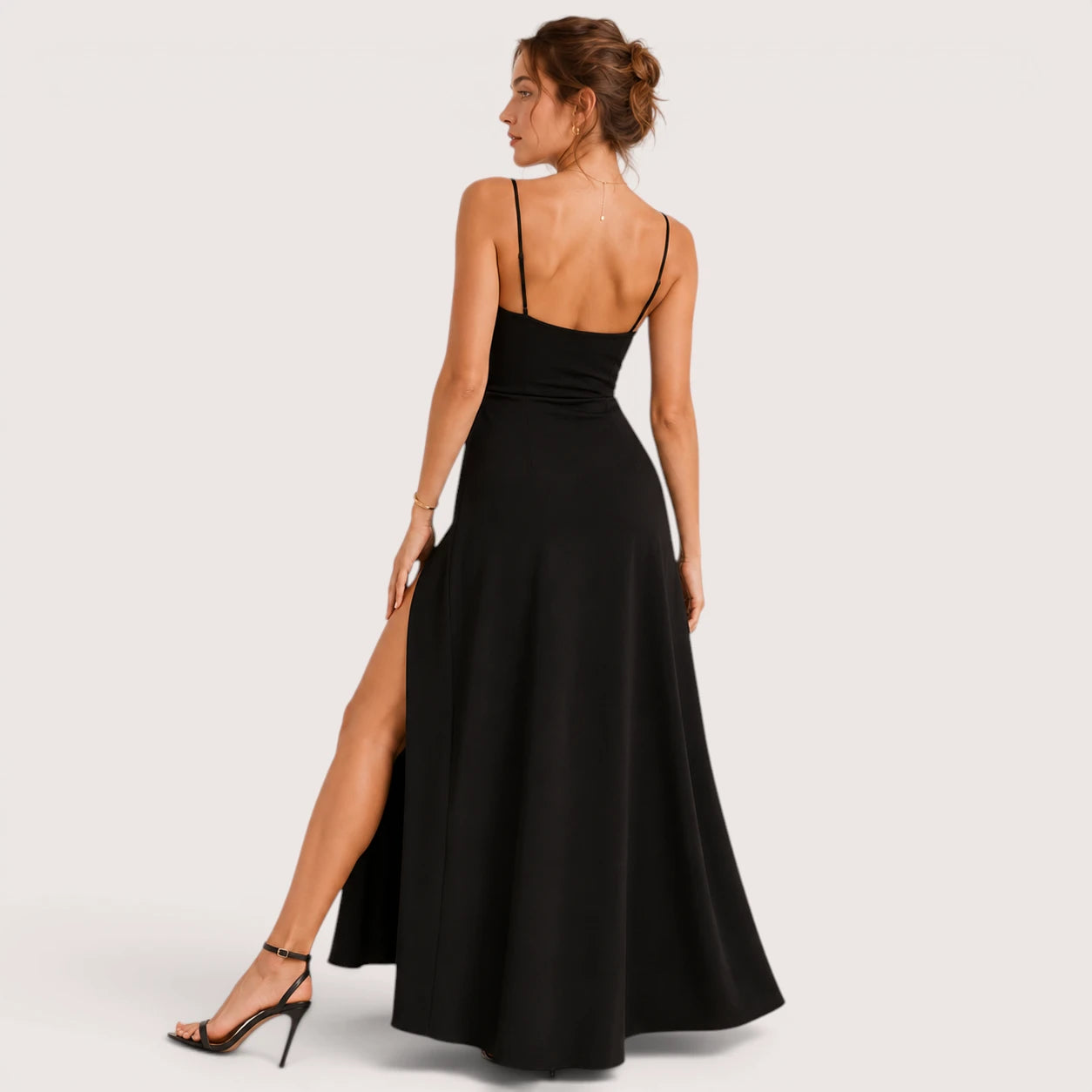 Elodie | Damen Ärmelloses V-Ausschnitt Maxikleid Mit Seitenschlitz