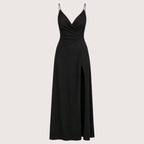 Elodie | Damen Ärmelloses V-Ausschnitt Maxikleid Mit Seitenschlitz