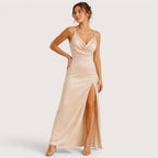 Elodie | Damen Ärmelloses V-Ausschnitt Maxikleid Mit Seitenschlitz