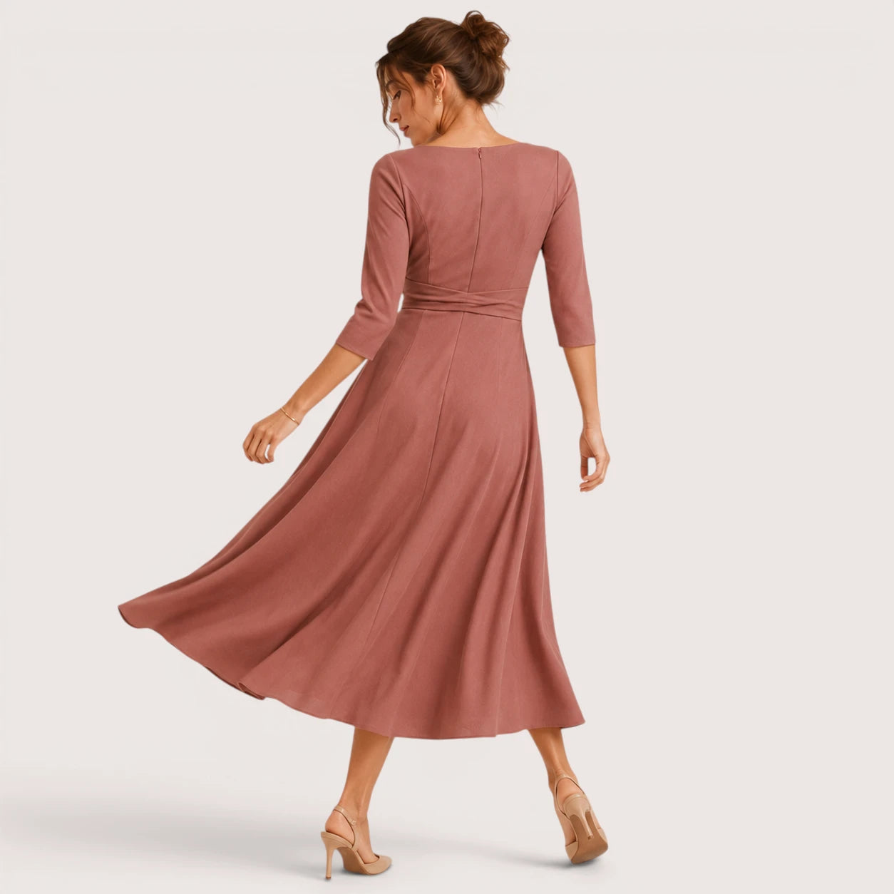 Rosalind | Damen Midikleid Mit Taillenschleife
