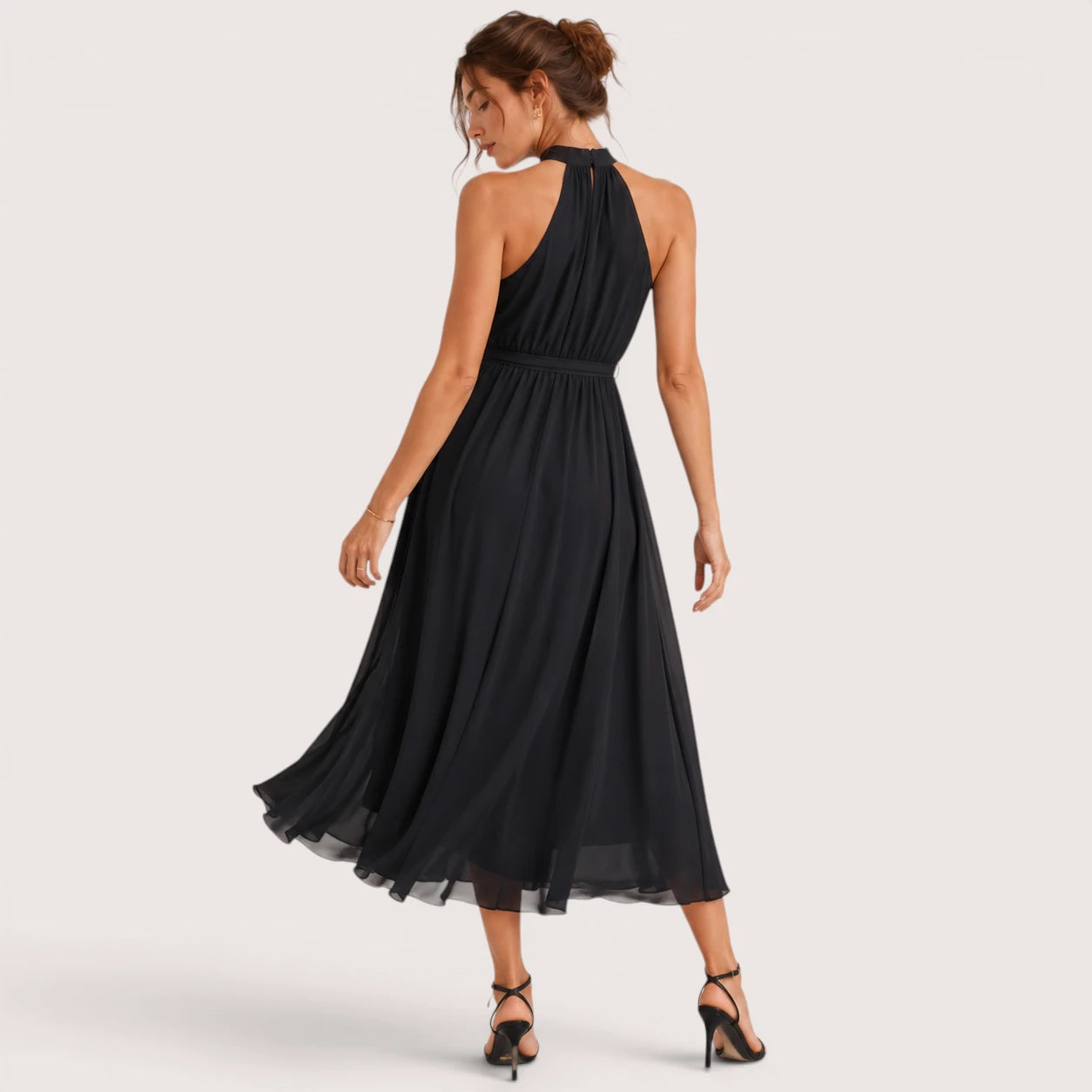Lucille | Damen Neckholder Midikleid Mit Ausgestelltem Saum