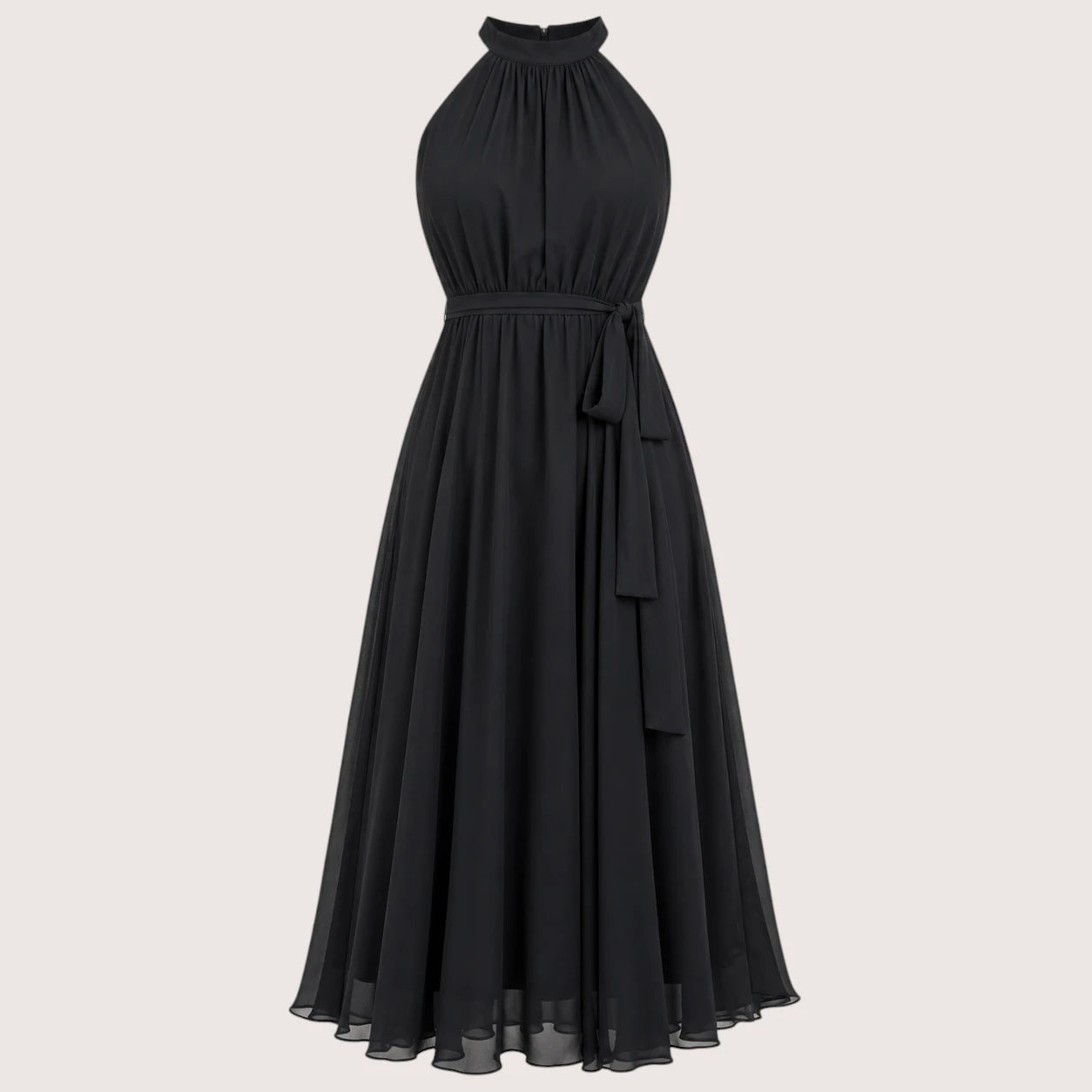 Lucille | Damen Neckholder Midikleid Mit Ausgestelltem Saum