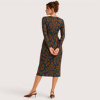 Mallory | Damen V-Ausschnitt Midikleid Mit Print
