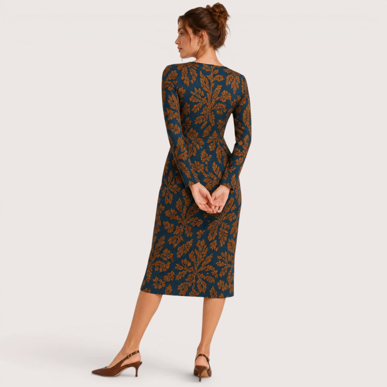 Mallory | Damen V-Ausschnitt Midikleid Mit Print
