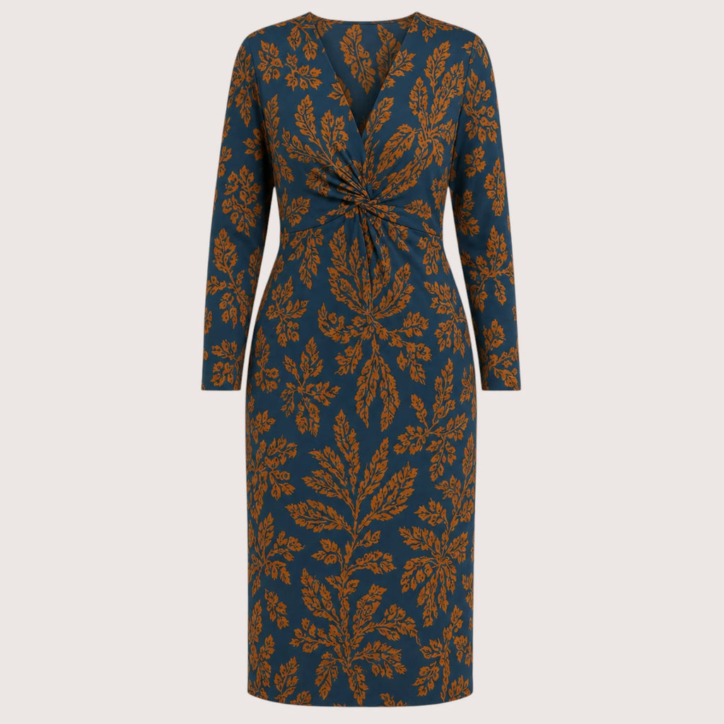 Mallory | Damen V-Ausschnitt Midikleid Mit Print