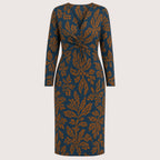 Mallory | Damen V-Ausschnitt Midikleid Mit Print