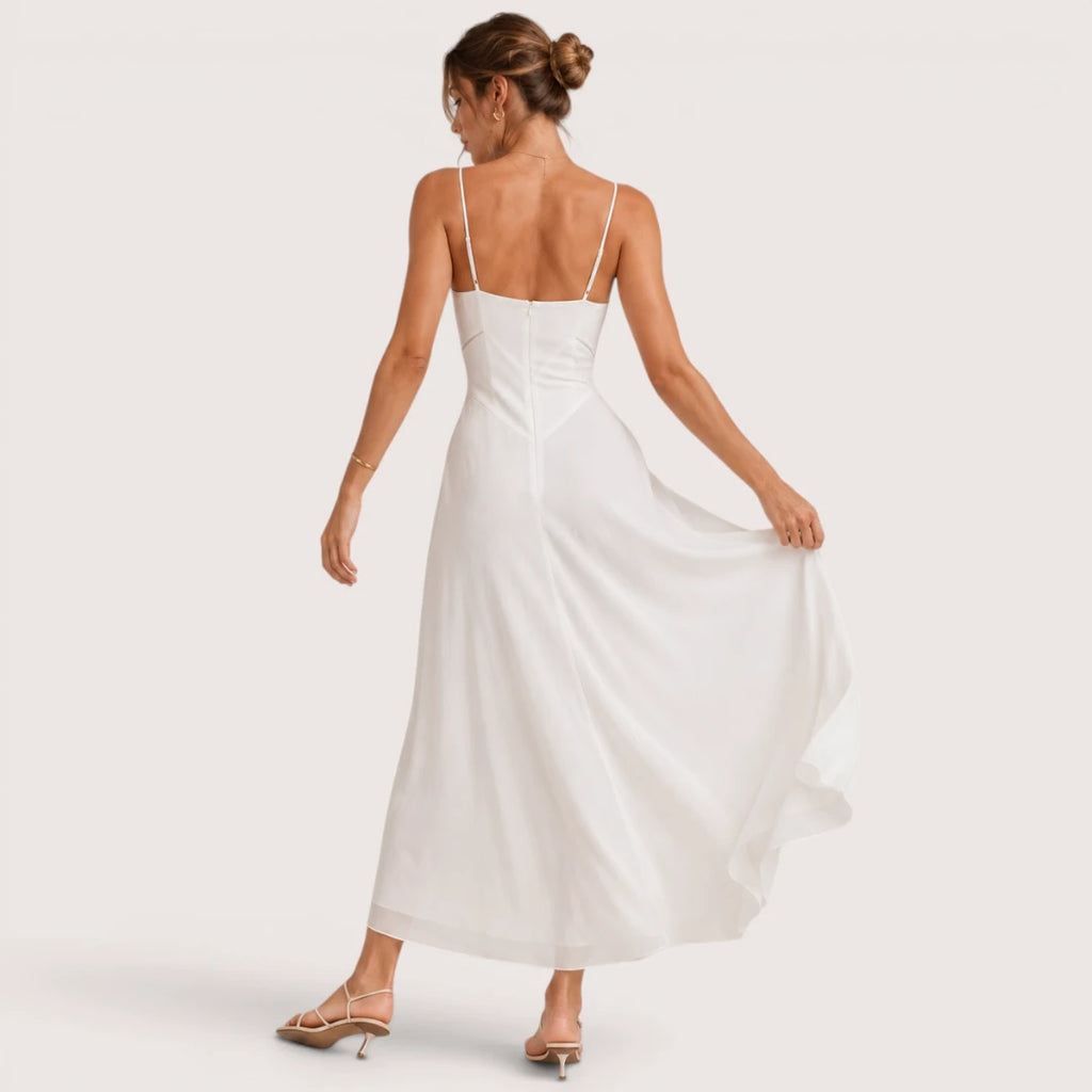 Isabelle | Damen Maxikleid Mit Spaghettiträgern Und Figurbetontem Oberteil